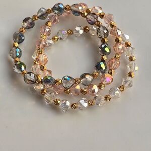 Sparkling Crystal Beaded Bracelet Trio, New!